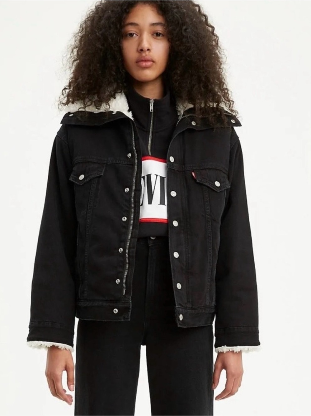 Levi's Black Sherpa Trim Denim Jacket